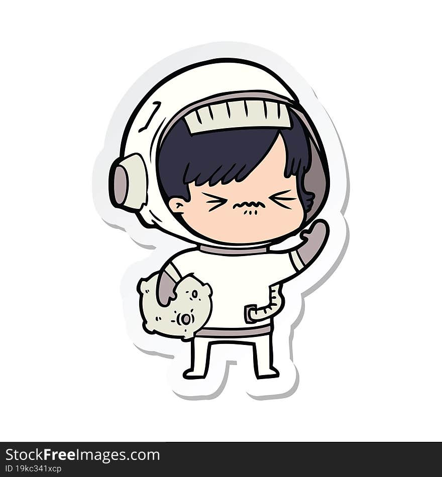 sticker of a angry cartoon space girl