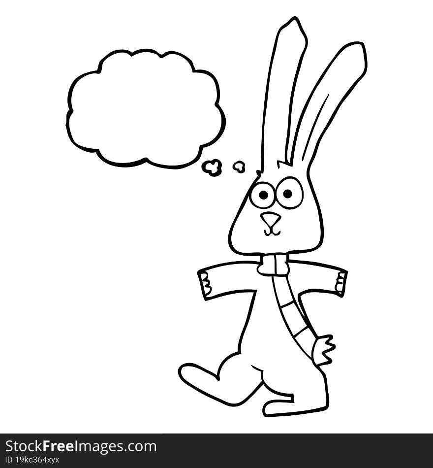 freehand drawn thought bubble cartoon rabbit