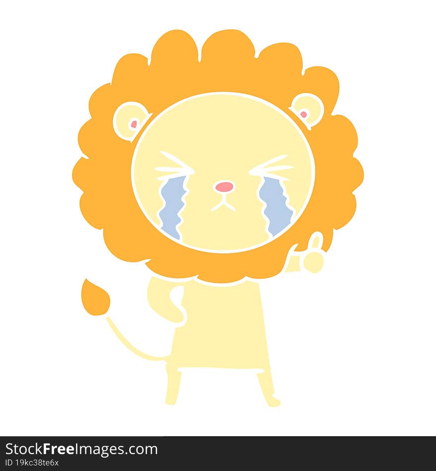 flat color style cartoon crying lion