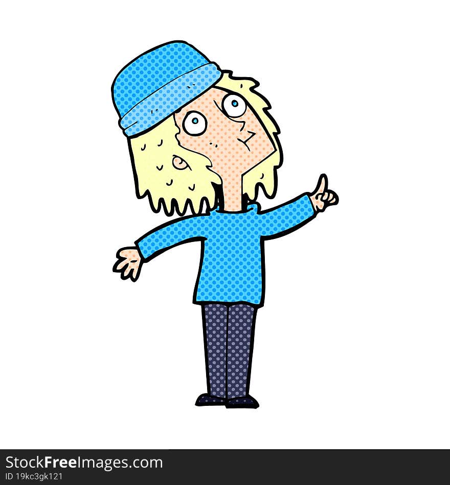 cartoon woman wearing winter hat