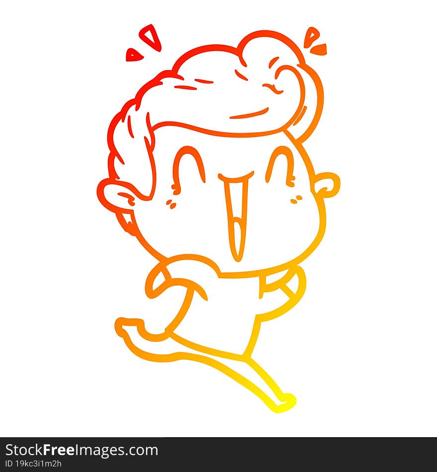 warm gradient line drawing of a cartoon excited man