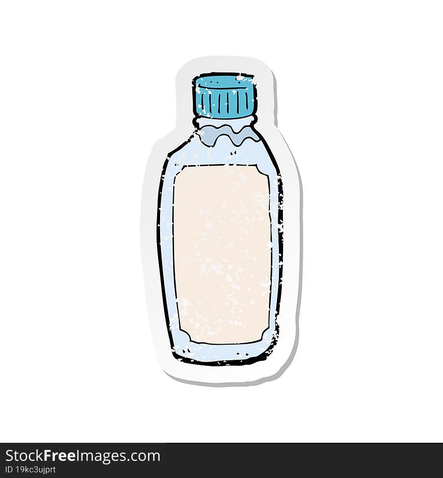 retro distressed sticker of a cartoon drink bottle