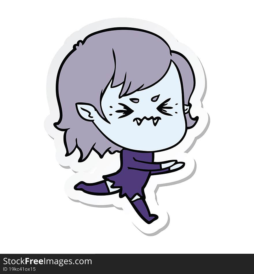 Sticker Of A Annoyed Cartoon Vampire Girl