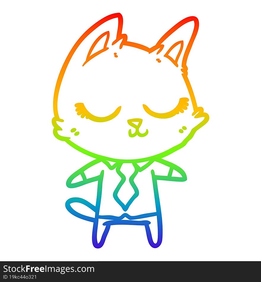 rainbow gradient line drawing calm cartoon cat