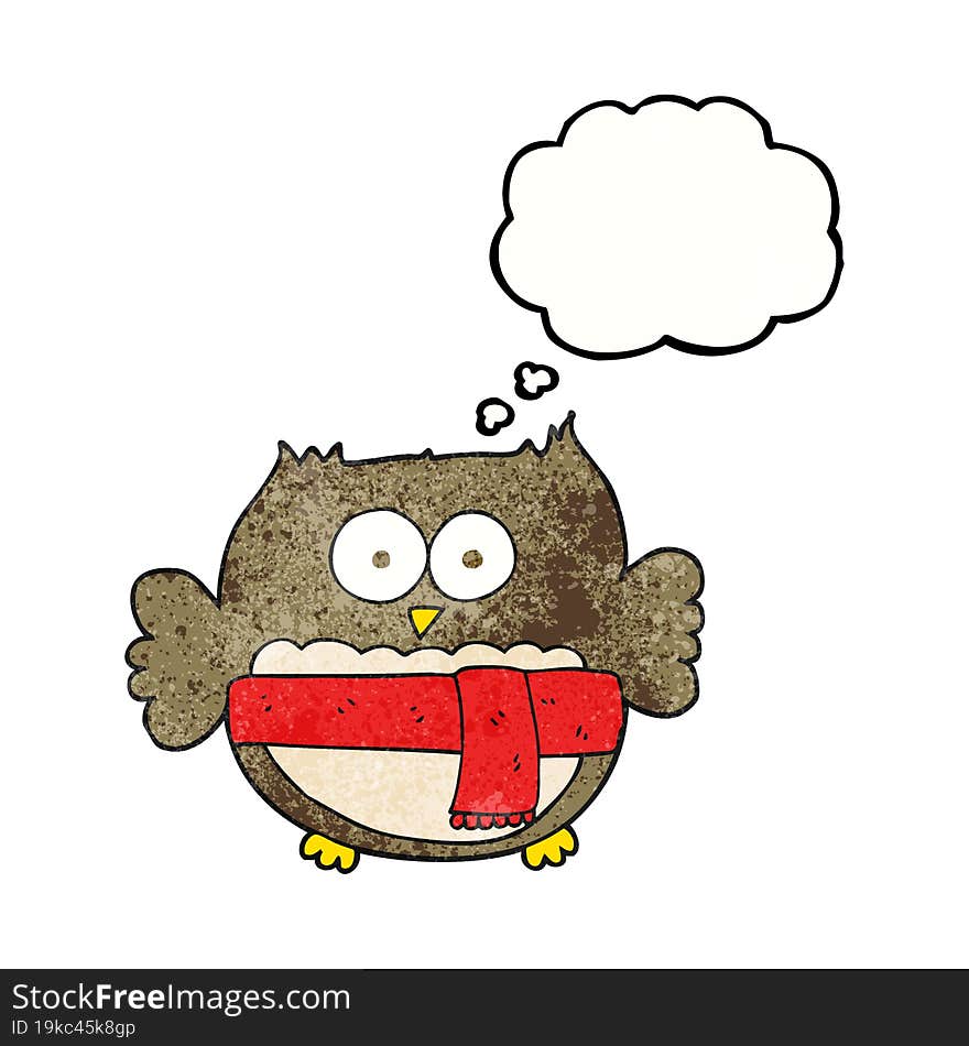 Thought Bubble Textured Cartoon Cute Owl