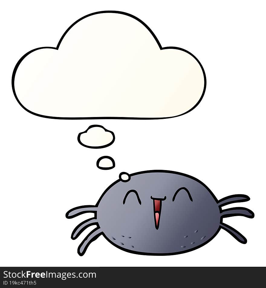 cartoon spider and thought bubble in smooth gradient style