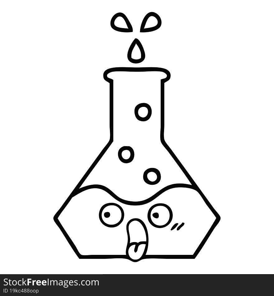 line drawing cartoon science beaker