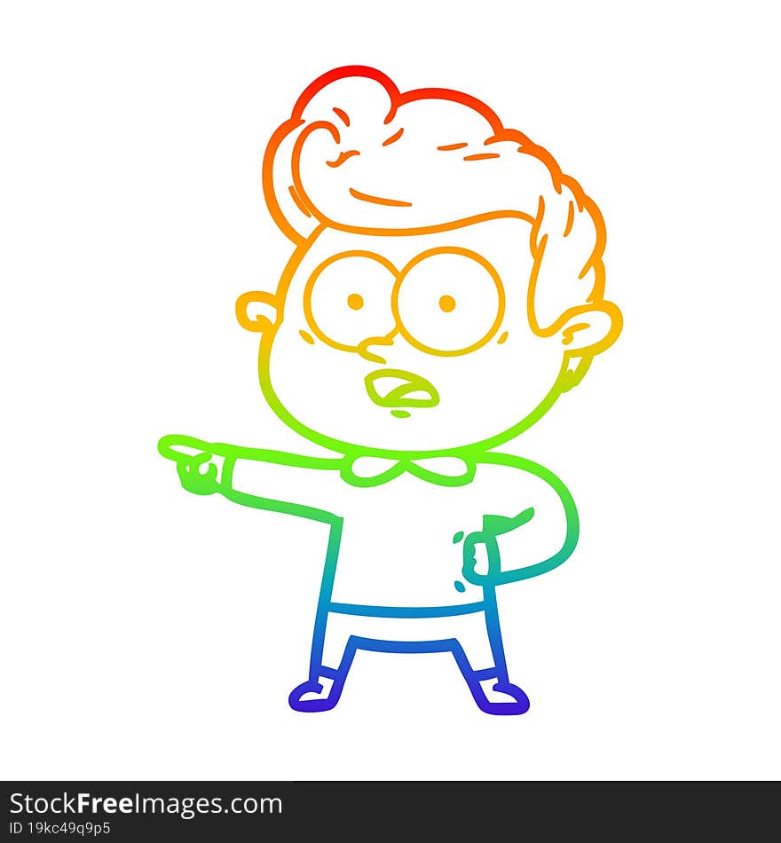 Rainbow Gradient Line Drawing Cartoon Staring Man