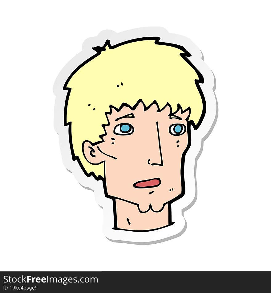 sticker of a cartoon worried man