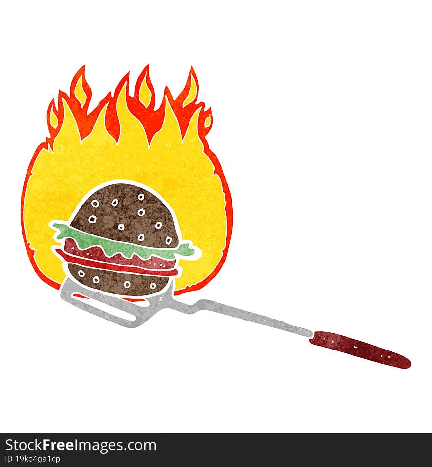 retro cartoon cooking burger