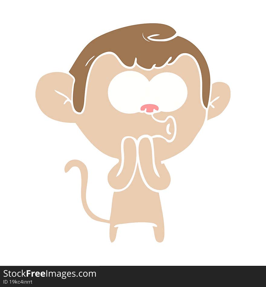 Flat Color Style Cartoon Hooting Monkey