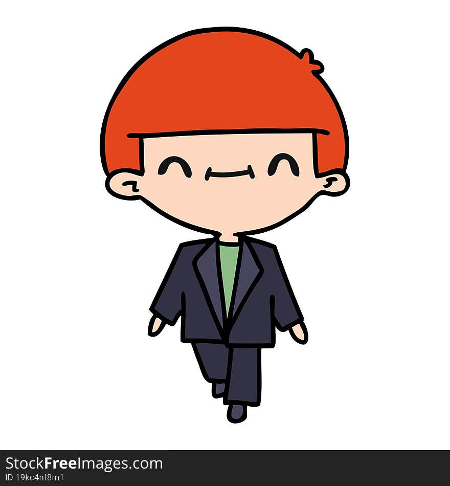 freehand drawn cartoon of cute kawaii boy in suit