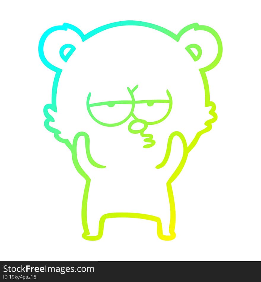 cold gradient line drawing bored polar bear cartoon