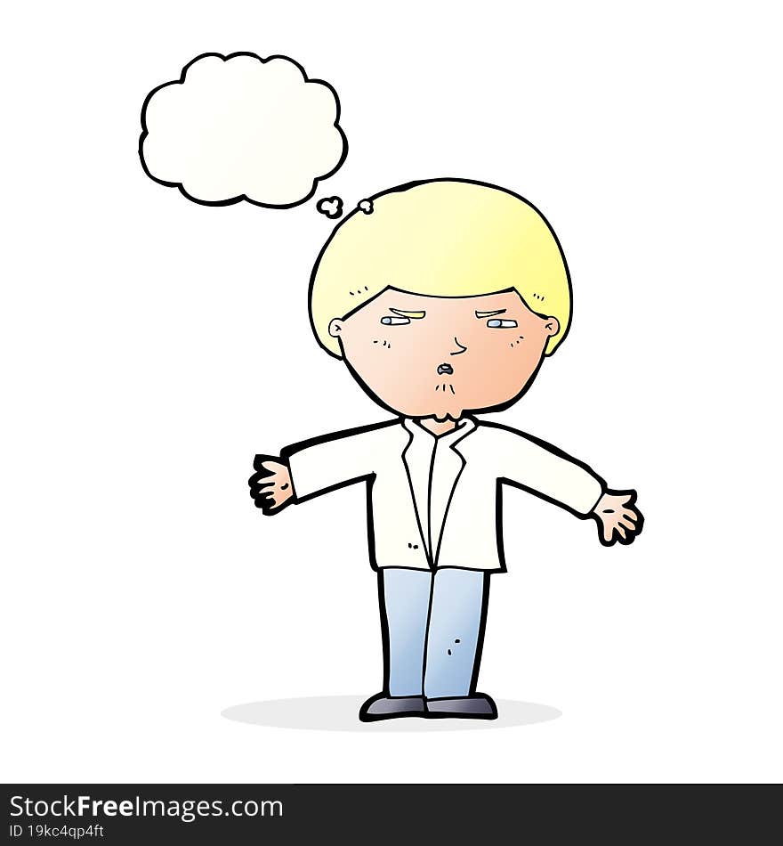 cartoon annoyed man with thought bubble