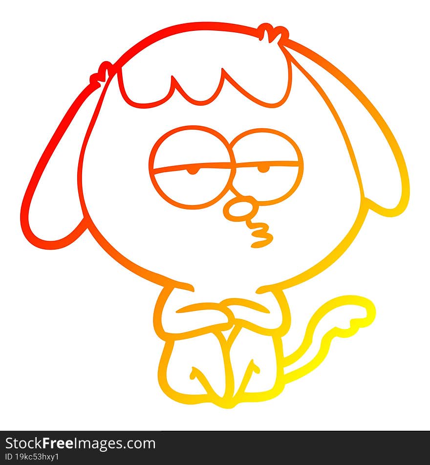 warm gradient line drawing cartoon bored dog