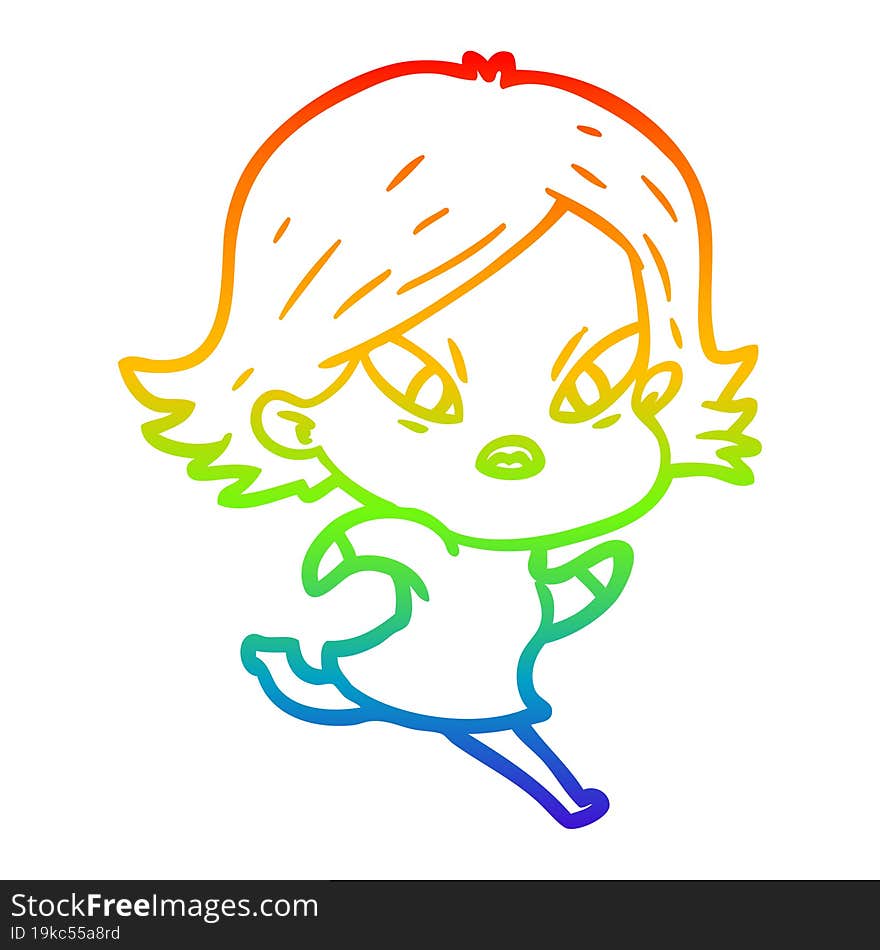 rainbow gradient line drawing cartoon stressed woman