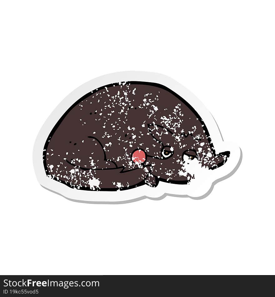 retro distressed sticker of a cartoon curled up dog