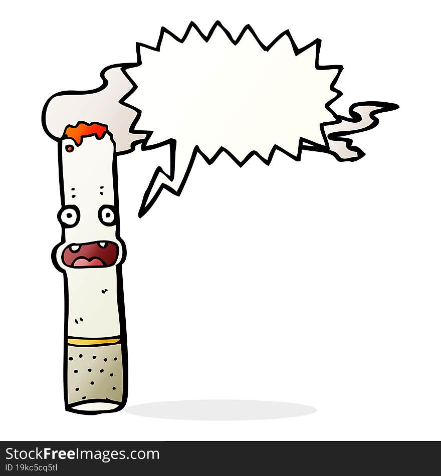 cartoon cigarette with speech bubble