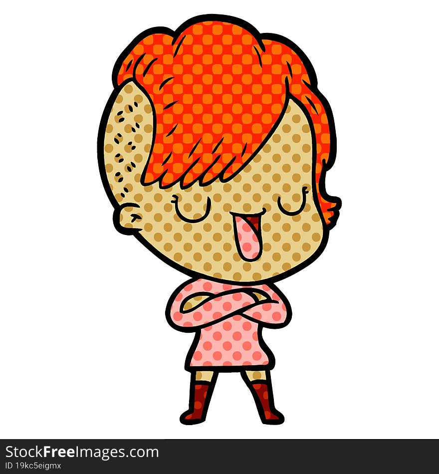 cute cartoon girl with hipster haircut. cute cartoon girl with hipster haircut