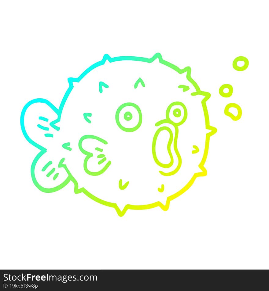 Cold Gradient Line Drawing Cartoon Blow Fish