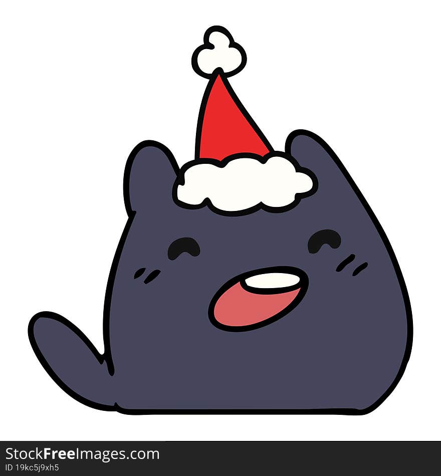 christmas cartoon of kawaii cat