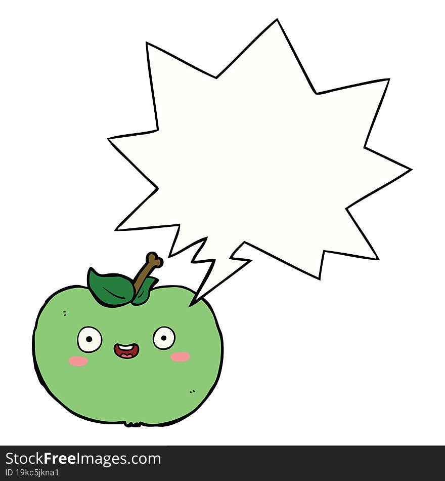 cartoon apple and speech bubble