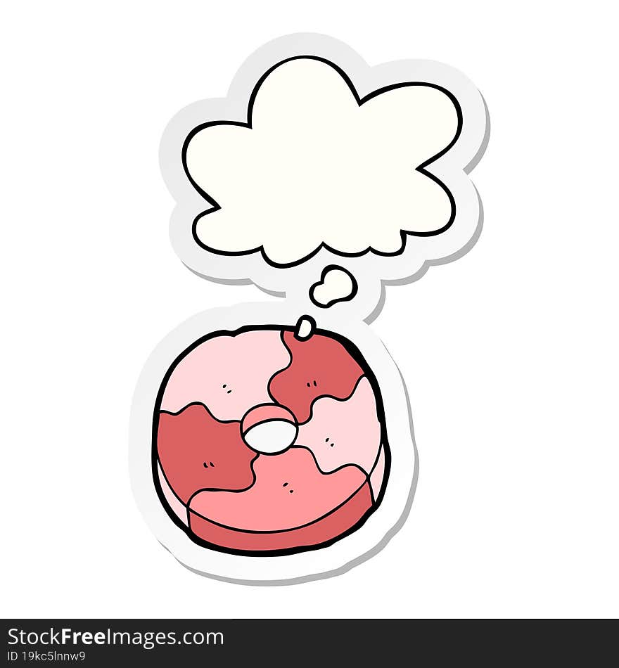 cartoon biscuit and thought bubble as a printed sticker