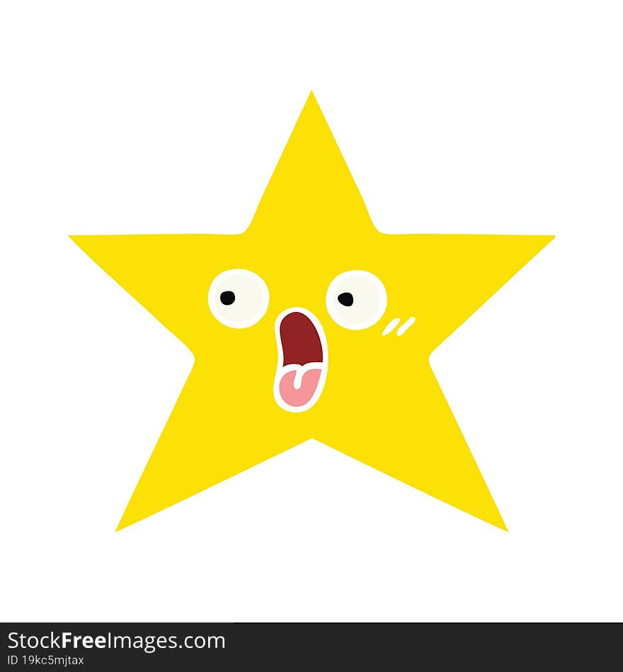 flat color retro cartoon gold star