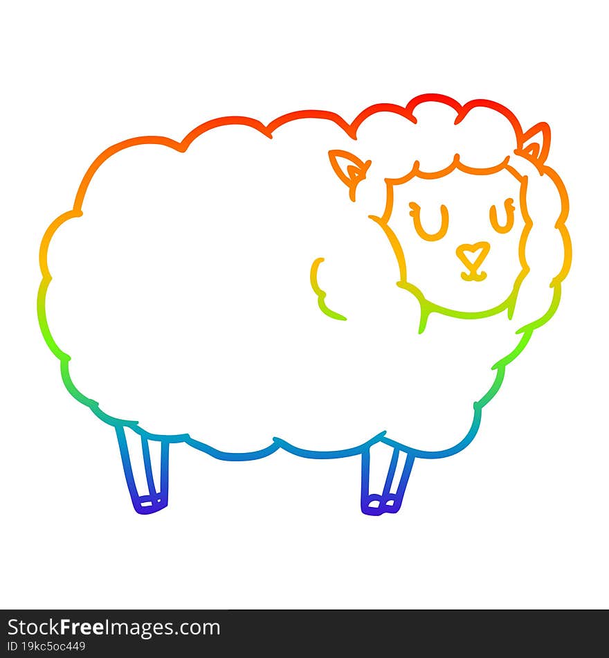 rainbow gradient line drawing cartoon sheep