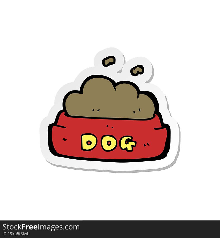 sticker of a cartoon dog food