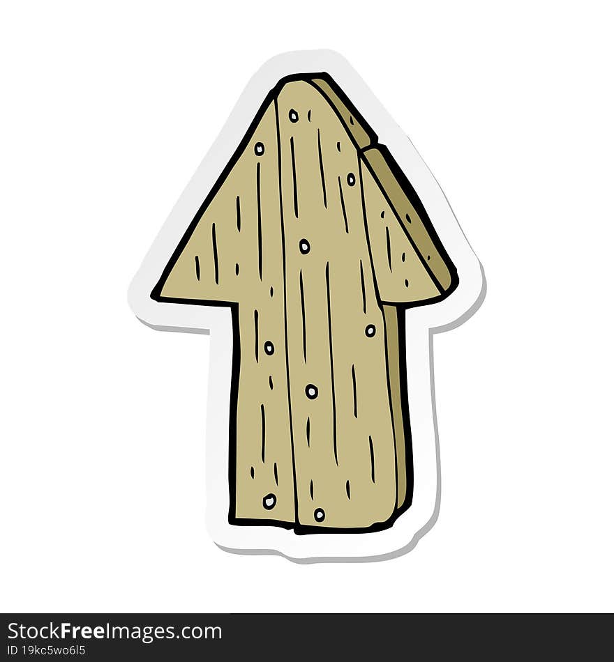 sticker of a cartoon wooden direction arrow