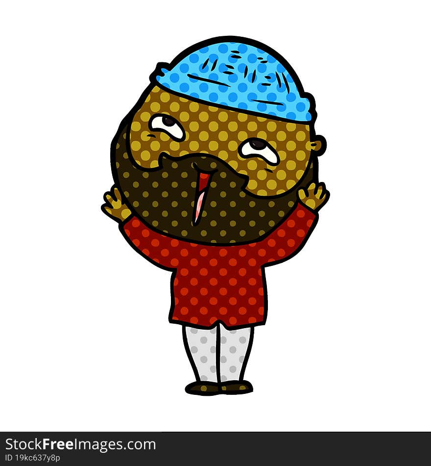 cartoon happy bearded man. cartoon happy bearded man