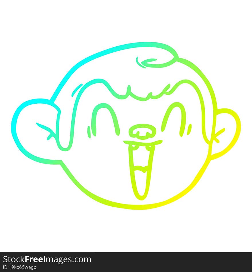 cold gradient line drawing cartoon monkey face