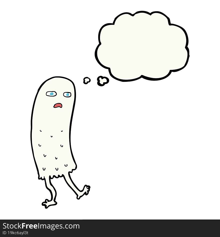 Cartoon Funny Ghost With Thought Bubble