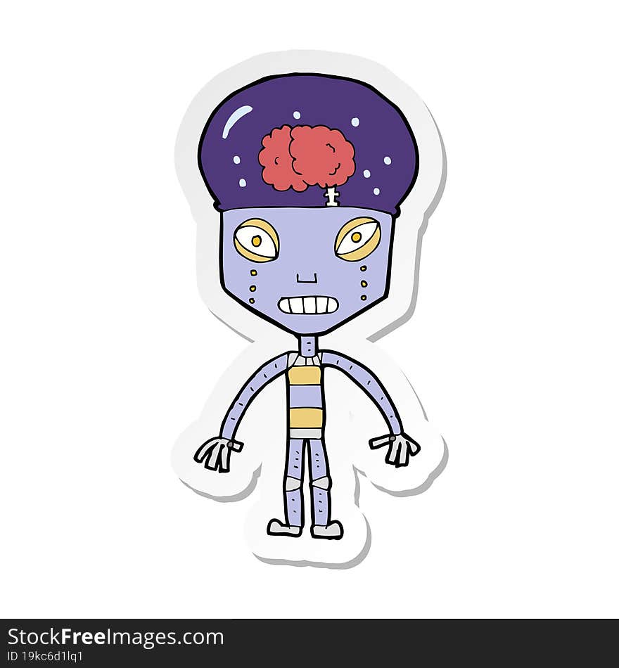 sticker of a cartoon weird robot