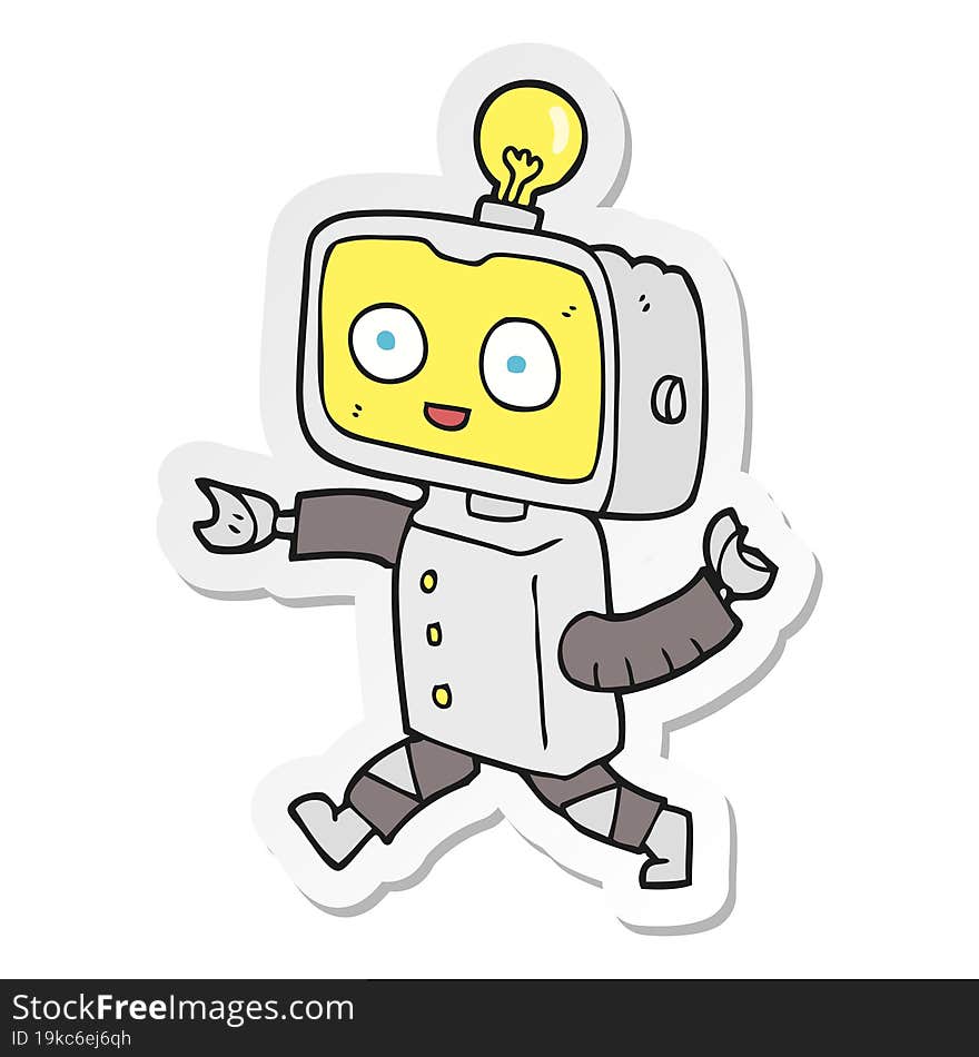 sticker of a cartoon little robot