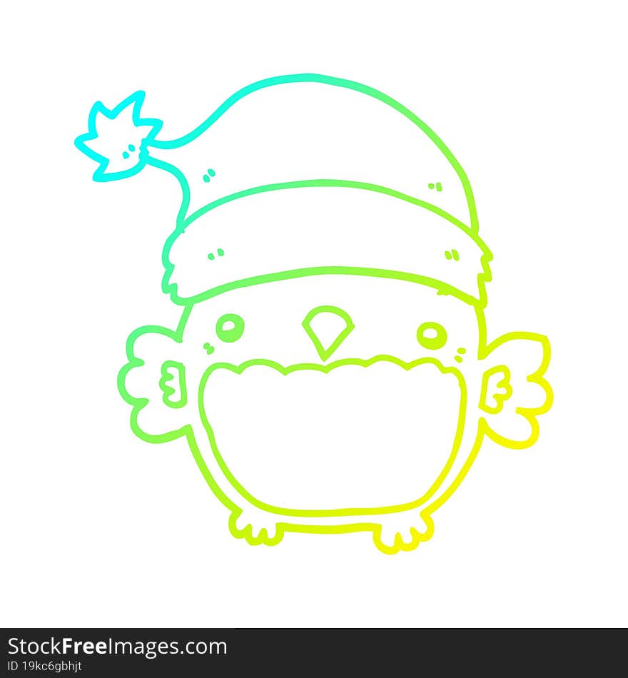 cold gradient line drawing cute christmas owl