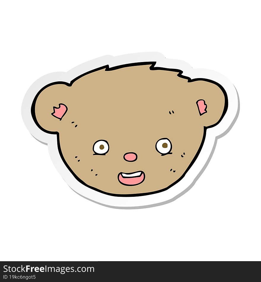 sticker of a cartoon teddy bear face