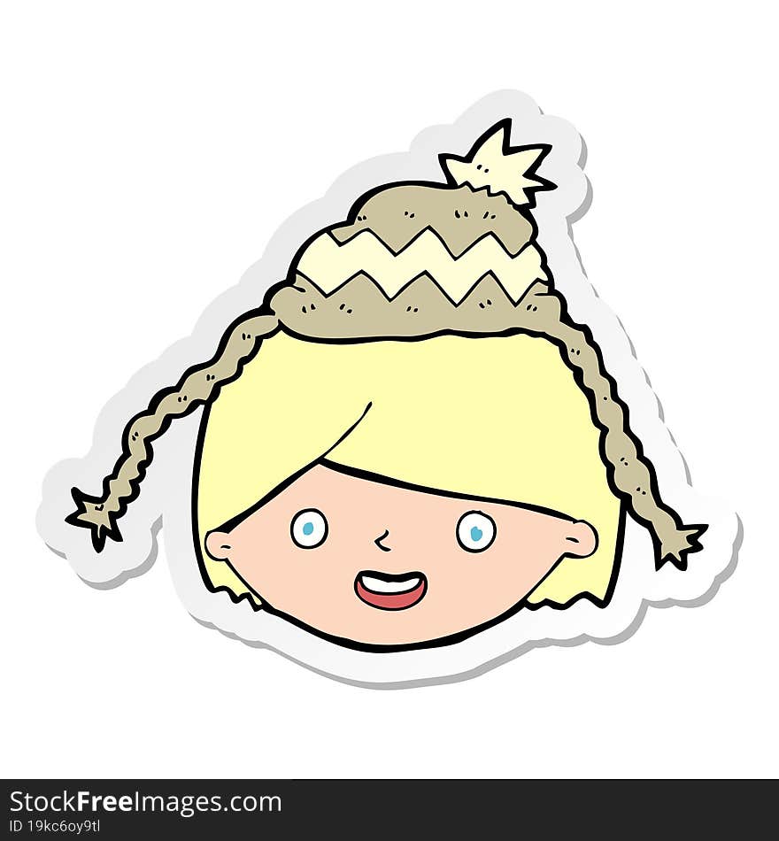 sticker of a cartoon man wearing winter hat