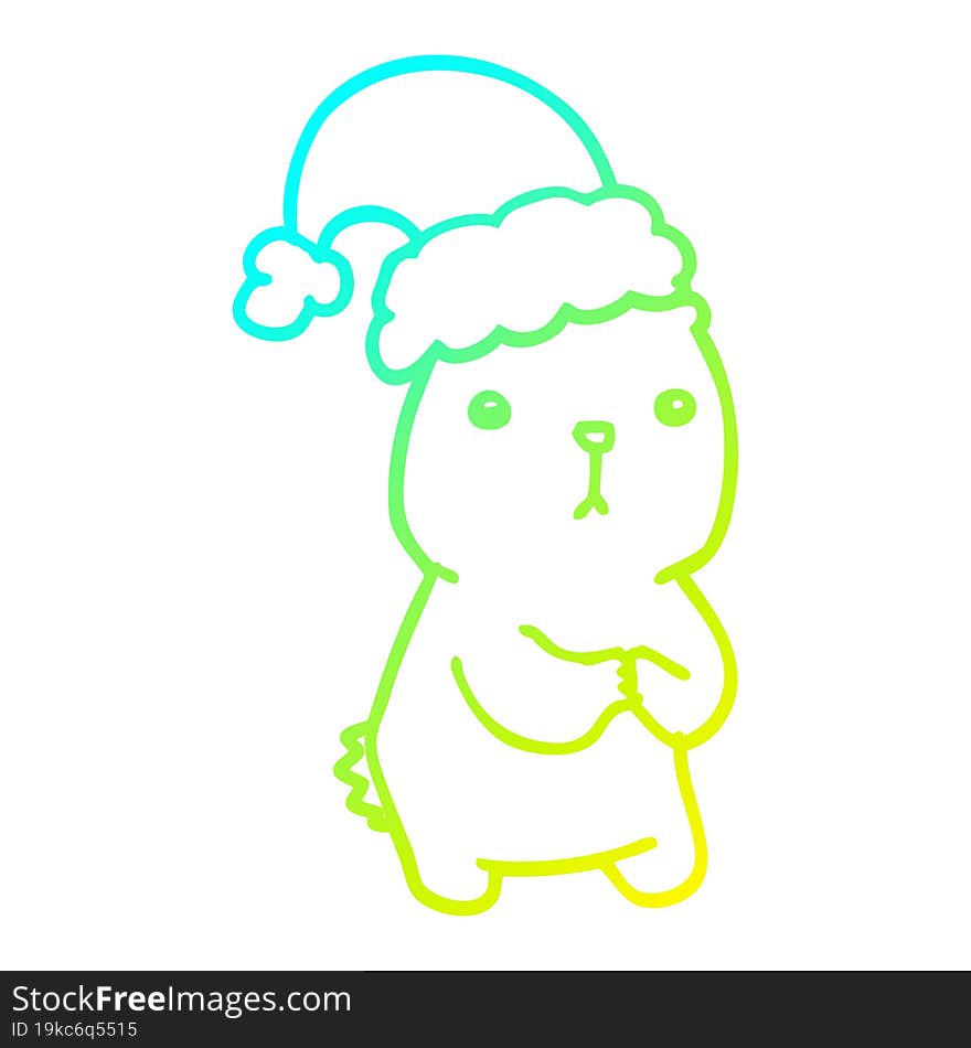 cold gradient line drawing cartoon christmas bear worrying