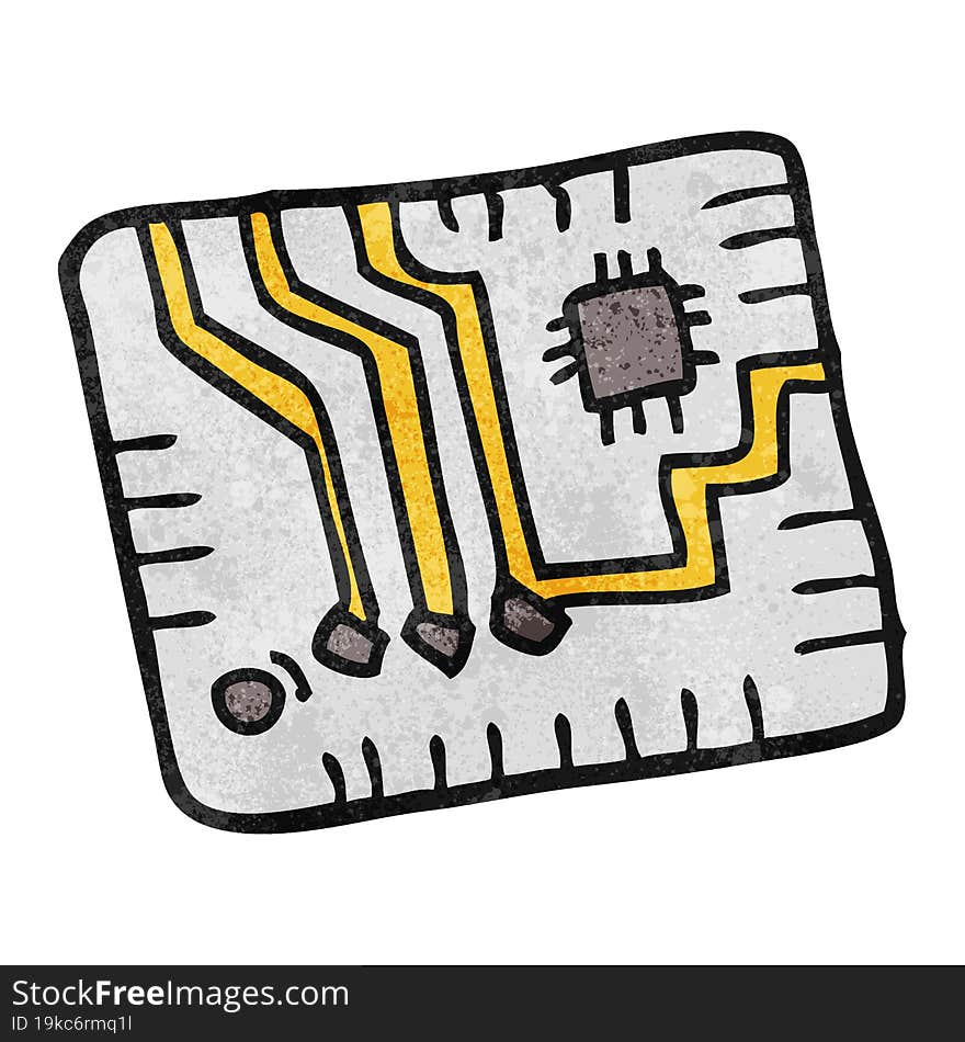 freehand textured cartoon computer circuitboard