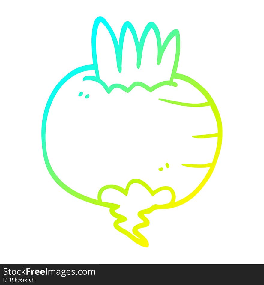 cold gradient line drawing of a cartoon turnip