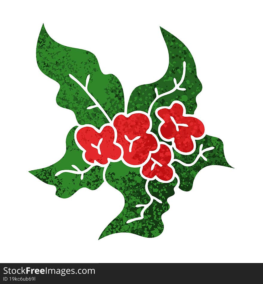 quirky retro illustration style cartoon christmas flower