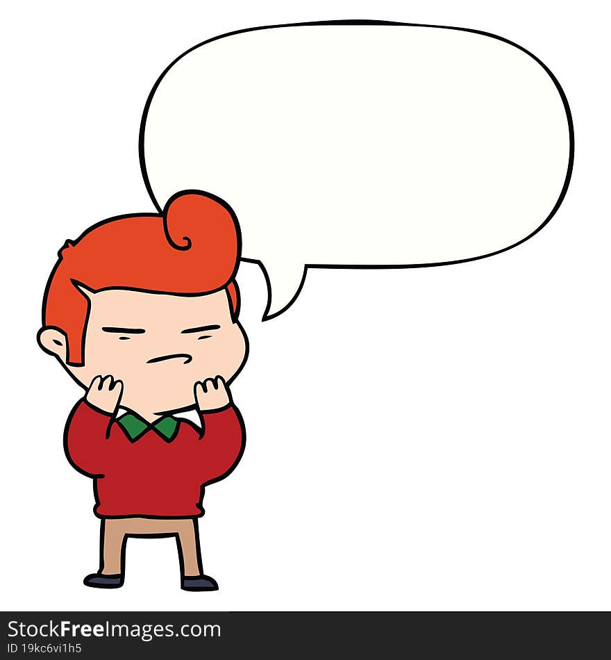 cartoon cool guy and fashion hair cut and speech bubble