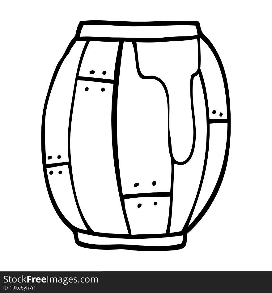 line drawing cartoon beer barrel