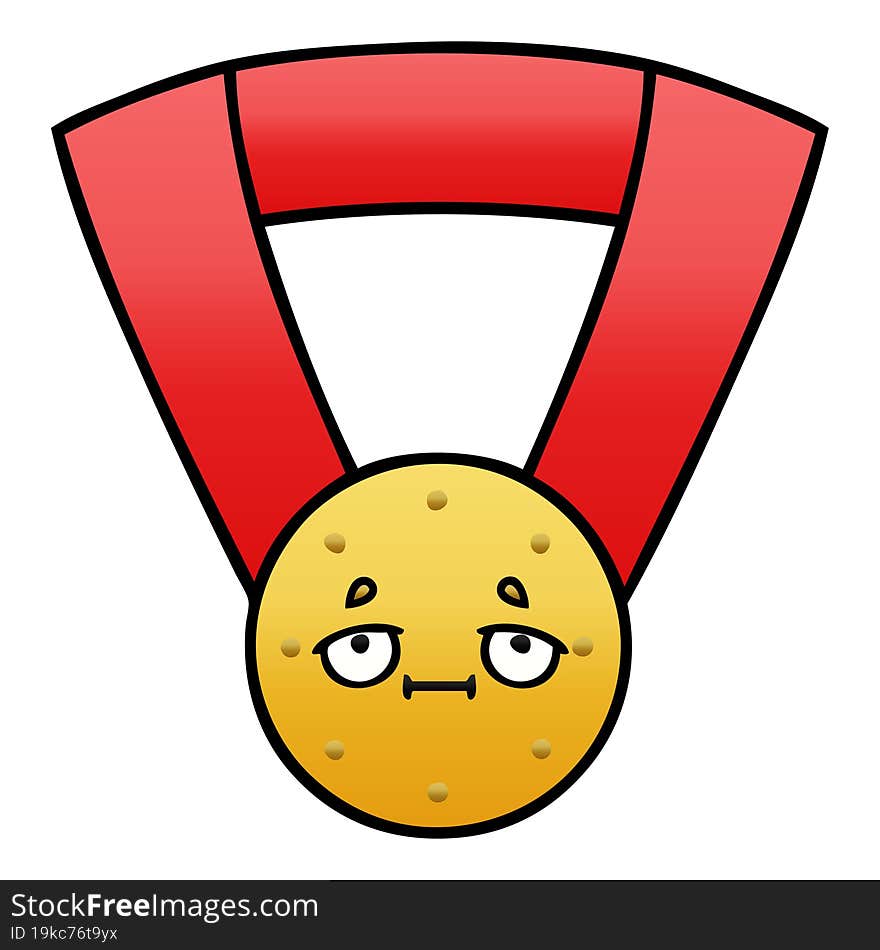 gradient shaded cartoon gold medal