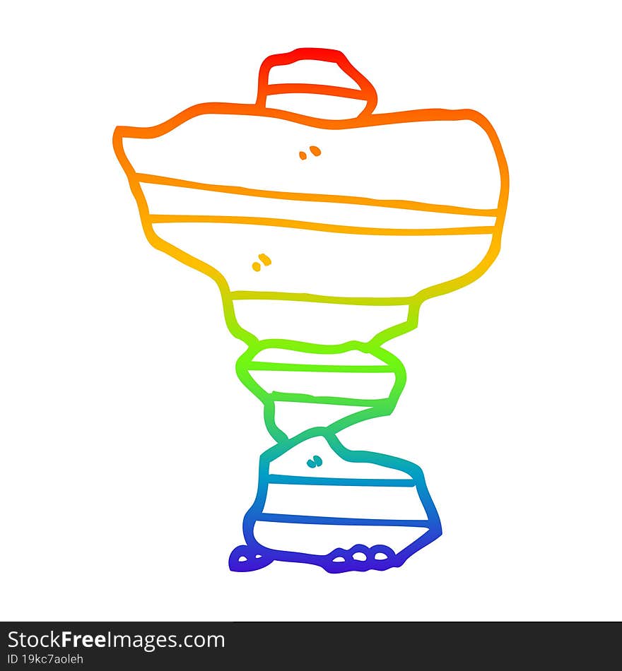 rainbow gradient line drawing cartoon of stacked stone