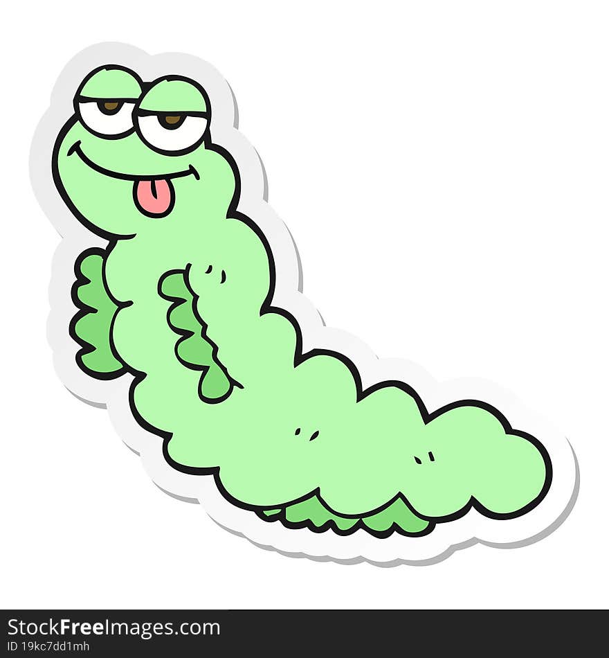 sticker of a cartoon caterpillar