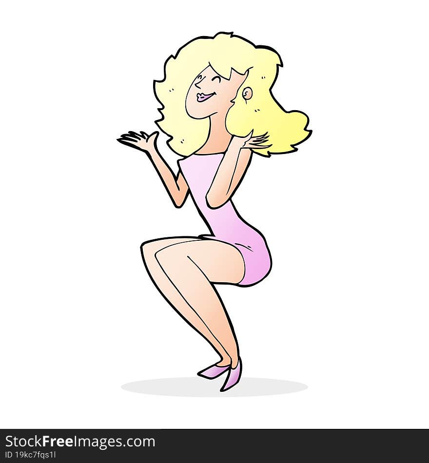 cartoon attractive woman sitting