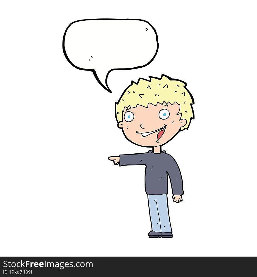 Cartoon Happy Boy Laughing With Speech Bubble